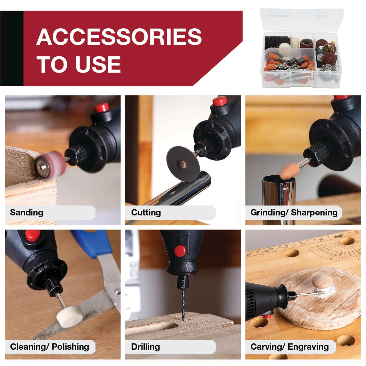 Hyper-Tough-1-5-Amp-Corded-Rotary-Tool-Variable-Speed-with-105-Rotary-Accessories-Storage-Case-New-Condition-Volts 3